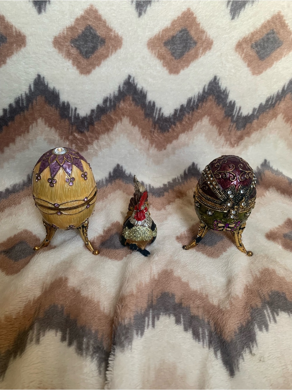 jewelry egg and rooster musical box bundle